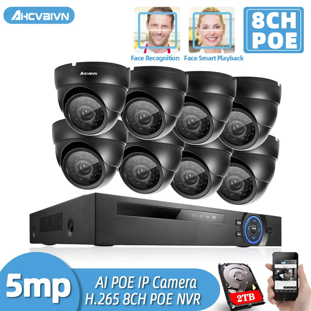 

Face Detection H.265 POE 5MP Video Surveillance Kit 8CH NVR CCTV System 5megapixels Weatherproof CCTV Security 5MP POE IP Camera
