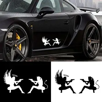 

Car Films Sticker Auto Screen Protector Anti Scratch Car Accessories Vehicle Sticker Demon Angel Gun Battle Reflective Sticker