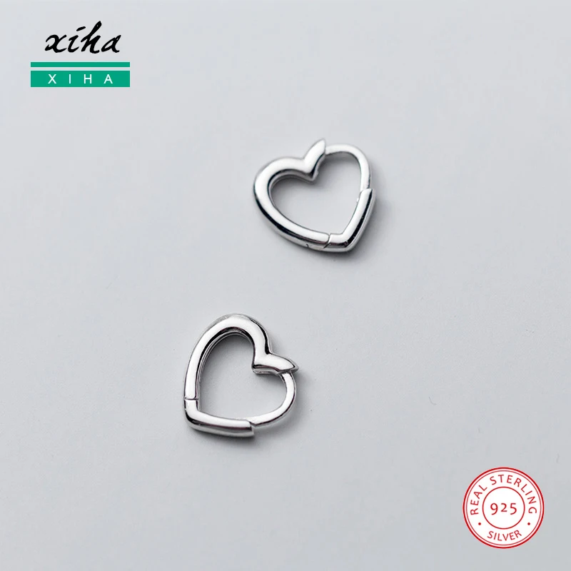 

925 Sterling Silver Heart Hoop Earrings for Women Teens Korean Trendy Minimalistic Jewelry Valentines Day Gift for Girlfriend