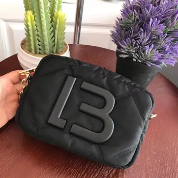 

bimba y lola M BLACK PADDED NYLON CROSSBODY BAG lady 19*13*5cm