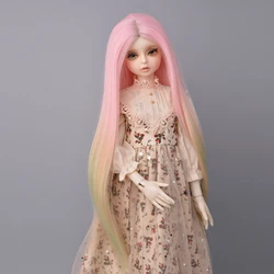 Perruque de poupée de haute qualité rose à haute température, perruque longue à la mode pour 1/3 BJD SD en vente à MUZIWIG 