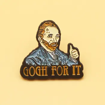 

painter Van Gogh brooch and GOGH FOR IT enamel pins Men and women fashion jewelry gifts anime movie novel lapel badges