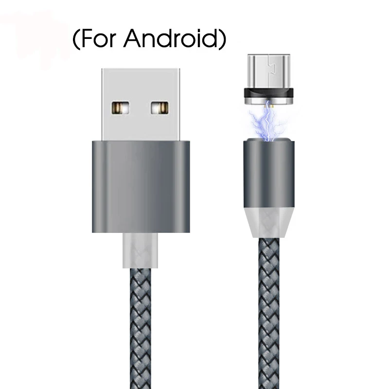 Магнитный зарядный кабель для быстрой зарядки Micro usb type C кабель для samsung Galaxy для Xiaomi для huawei мобильный телефон Магнитный провод - Цвет: For Micro Grey