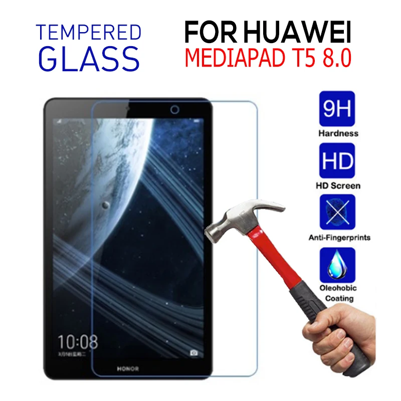 Закаленное стекло для huawei MediaPad T5 8,0 протектор экрана для huawei Honor Tab 5 8,0 стеклянная пленка JDN2-AL00 JDN2-W09 передняя крышка - Цвет: Прозрачный