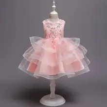 Детское розовое платье; платье для девочек; праздничное платье для малышей; платье для маленьких девочек; китайское платье для девочек; кружевное платье с цветочным рисунком; праздничное платье для малышей