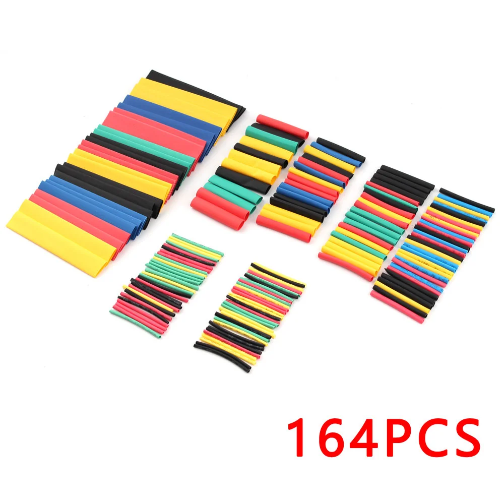 

164Pcs/Set Heat Shrink Tube Termoretractil 2:1 Polyolefin Insulated Shrinking Tubing Assorted Insulated Wire Cable Sleeving Tube