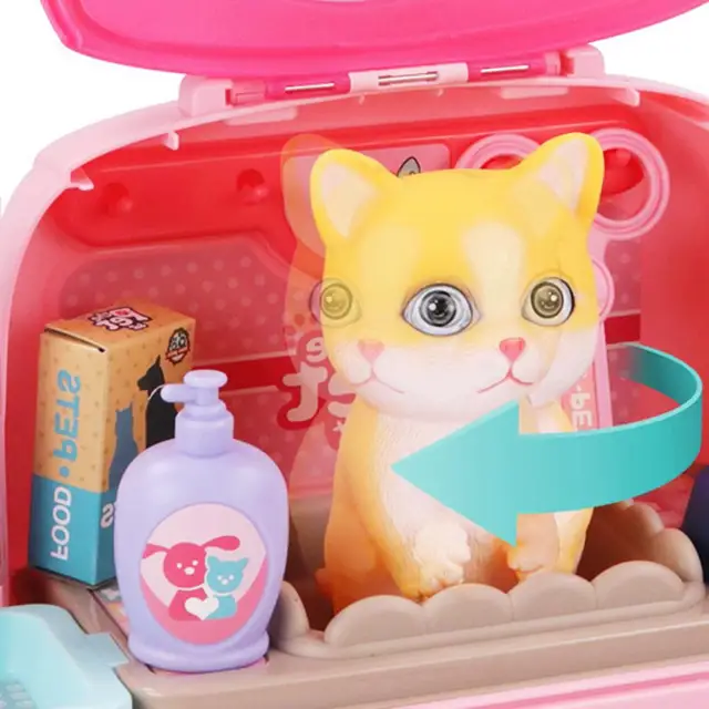 Simulation Animal Pet Backpack Practical Exquisite Plastic Pretend Play Pet Care Set Kid Children Birthday Gifts 4