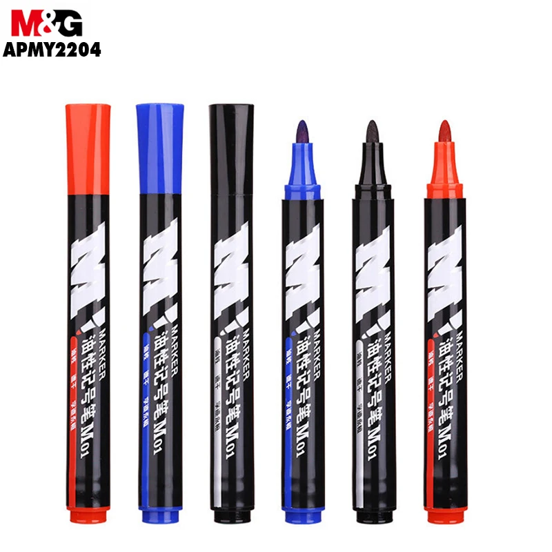 

M&G M01 Mark Pen. 10pcs/boxes. Single Head, Waterproof, Easy To Dry, Oily, Marker Pen.APMY2204