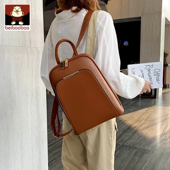 

High Quality Solid Leather Ladies Tablet Backpack New Fashion Trendy Korean College Student Book Back Packs mochila feminina