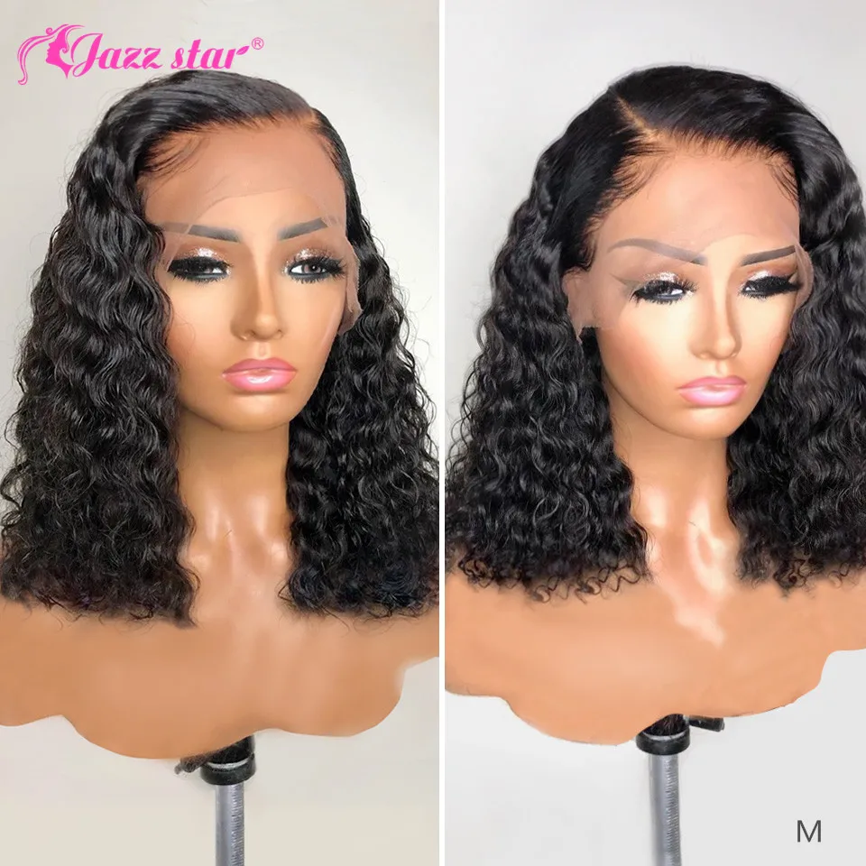 Peluca brasileña de ondas profundas Bob, peluca con malla frontal 13x4, encaje frontal, pelucas de cabello humano Jazz Star, cabello no Remy Perruque Cheveux Humain