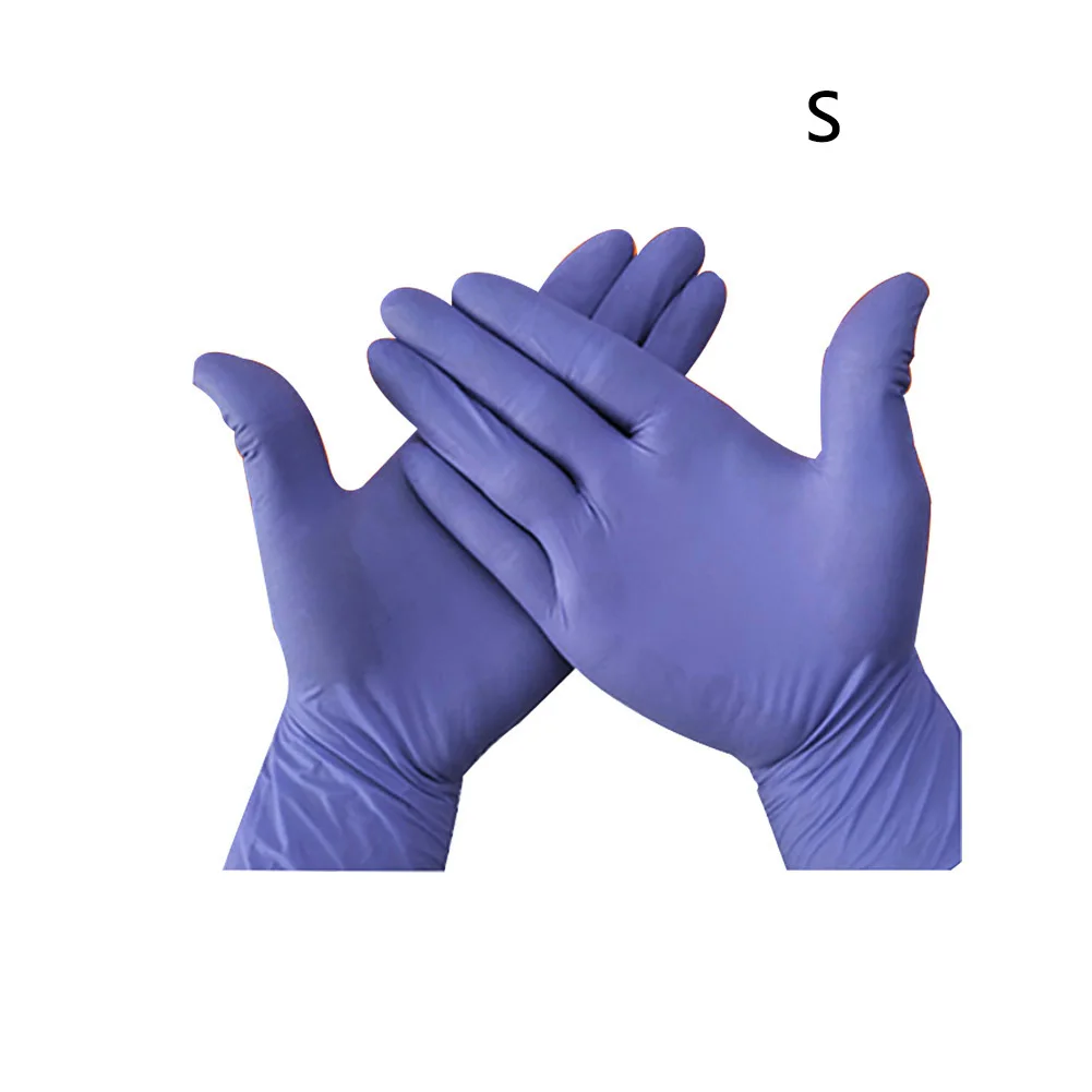 100 шт рабочие безопасные водонепроницаемые стерильные бытовые чистящие механические лабораторные толстые одноразовые перчатки для экзамена нитриловые без порошка