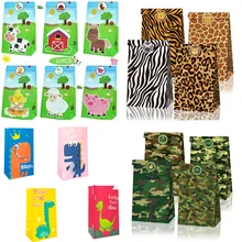 12-20 pcs Party Goodies Bag for Farm Jungle Army Dinosaur Children Treat Birthday Back to School Graduation Goody Supplies