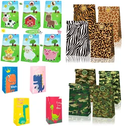 12-20 pcs Party Goodies Bag for Farm Jungle Army Dinosaur Children Treat Birthday Back to School Graduation Goody Supplies