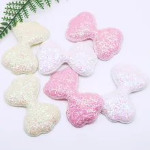 10pcs Patches On Clothes Glitter Padded Sequin Cloth Pretty Bowknot Knapsack Headwear Hair Clip Accessories Craft Supplies 084