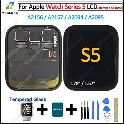 2 в 1 lcd переднее стекло с OCA клеем для Apple Watch Series 4 5 S4 S5 44 мм 40 ММ сменная внешняя панель сенсорного экрана