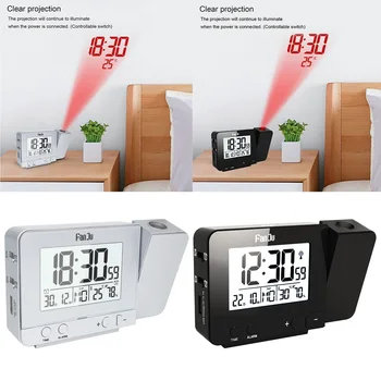 

Dimmable LED Projector Digital Alarm Clock Desk Table Clock with Time Temperature USB Cable for Home Office Bedroom Living Room
