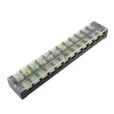 

600V 45A 12 Position Covered Barrier Screw Terminal Block