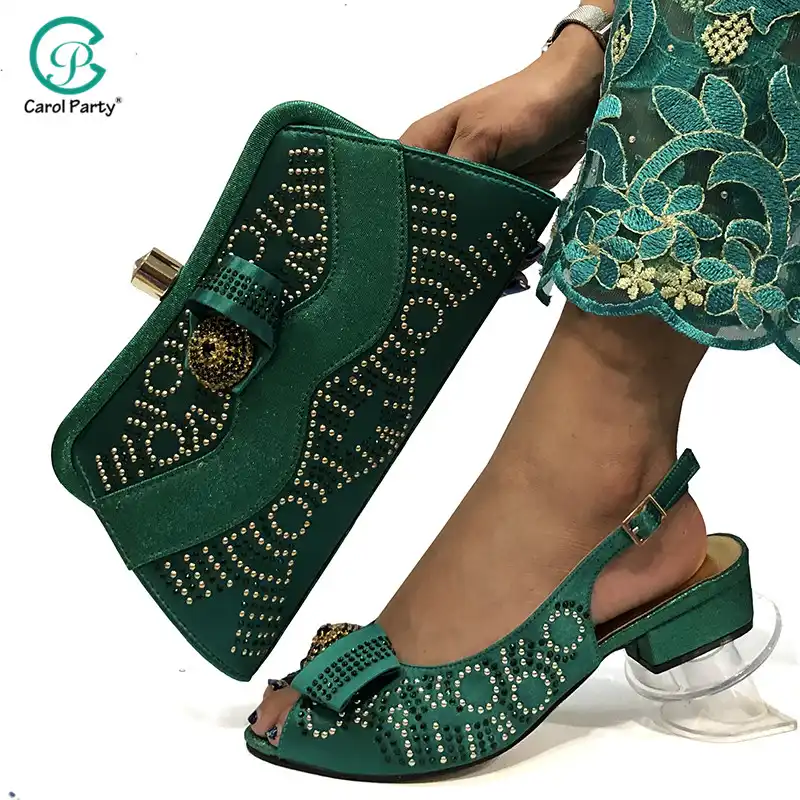 green shoes and bag for wedding
