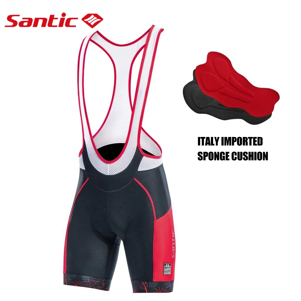 Santic Cycling Bib Shorts Men Pro 4D Coolmax Padded Breathable Bicycle Clothing with Color-Blocking MTB Road Bike Riding Pants