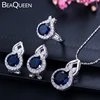 Beakeen-ensemble de bijoux tendance en argent Sterling 925 pour femmes, ensemble de bijoux et boucles d'oreilles en zircon cubique, rond bleu, JS012 ► Photo 1/6