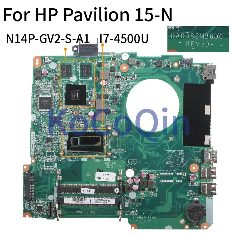 Материнская плата для ноутбука DA0U82MB6D0 материнская HP Pavilion 15 N n00tx 15ƌ SR16Z I7