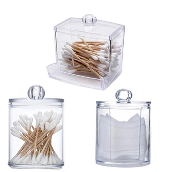 

Transparent Organizer Cotton Swab Storage Box Organizador Acrylic Cotton Pad Storage Box Cosmetic Plastic Box Bathroom Bedroom