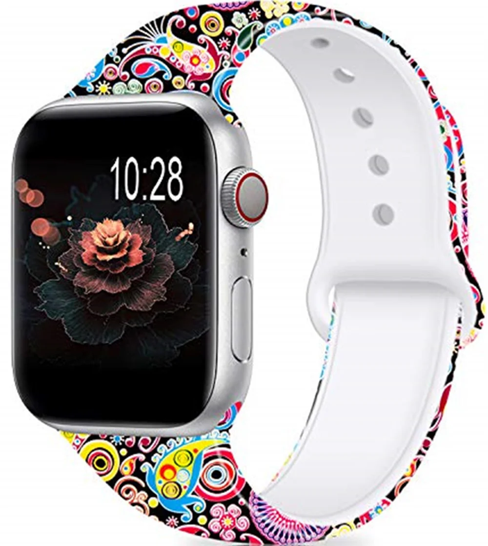 Yayuu сатиновая юбка-американка с принтом спортивные силиконовые полосы для Apple Wacth серии 4/3/2/1 совместимый ремень неувядающий сменный ремешок