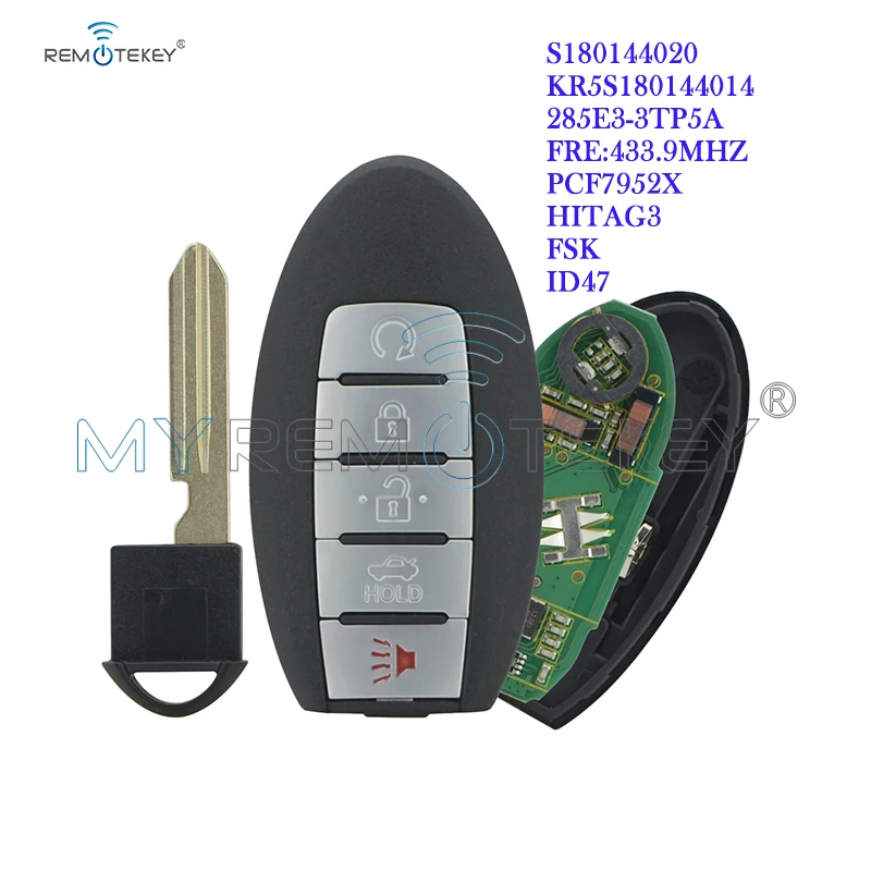 Умный ключ Remtekey KR5S180144014 5 кнопок 433 9 МГц FSK HITAG 3 ID47 PCF7952X для Nissan Altima|Ключ от авто| |
