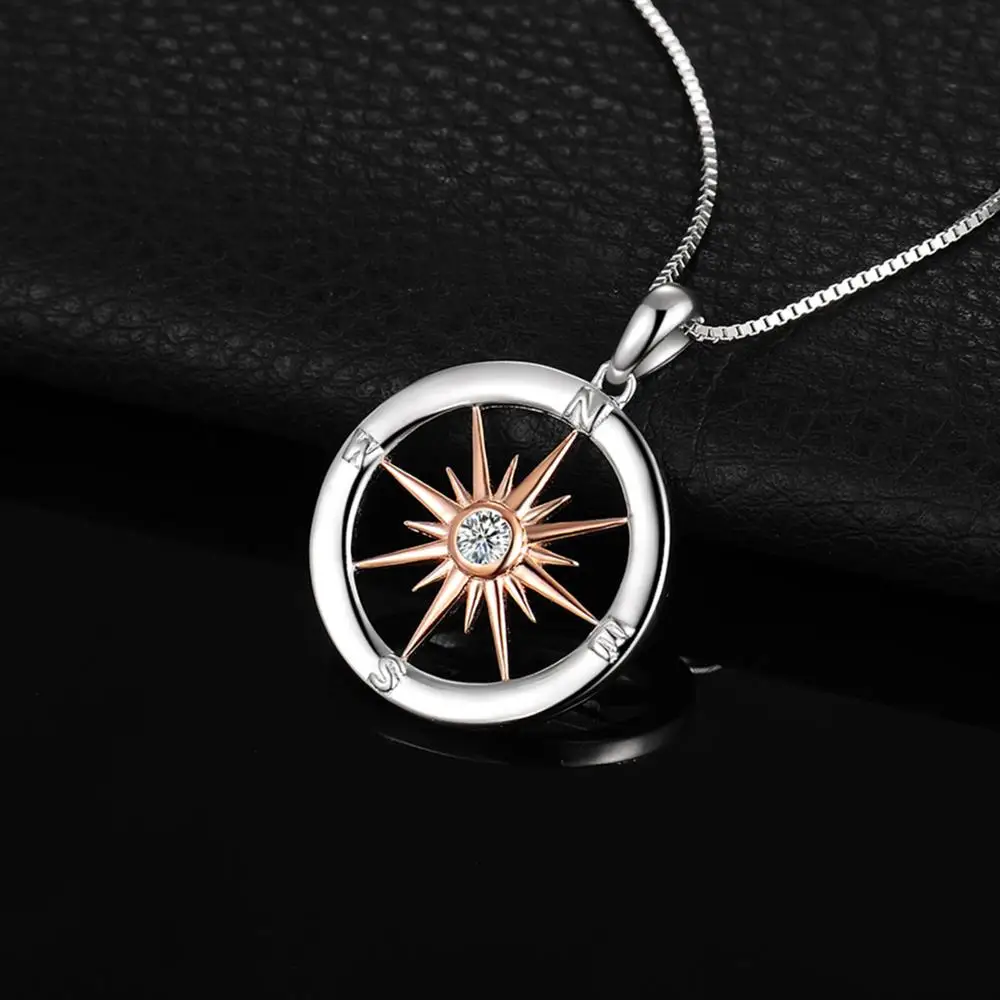 JewelryPalace кубический цирконий CZ солнце ожерелье подвеска с компасом без цепи 925 пробы серебряный кулон модное ювелирное изделие