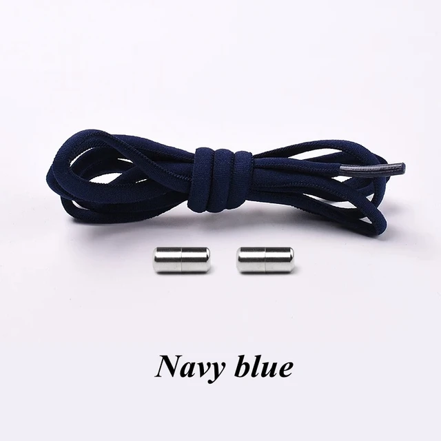 Semicircle No Tie Shoelaces Elastic Shoe laces Sneakers shoelace Metal Lock Lazy Laces for Kids and Adult One size fits all shoe Navy blue