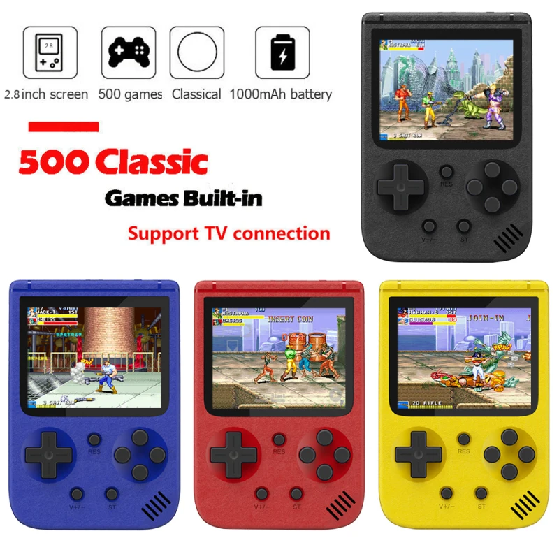 Retro Portable Mini Handheld Video Game Console 2.8 Inch Color LCD Kids Player Built-in500 Games For Gift | Электроника