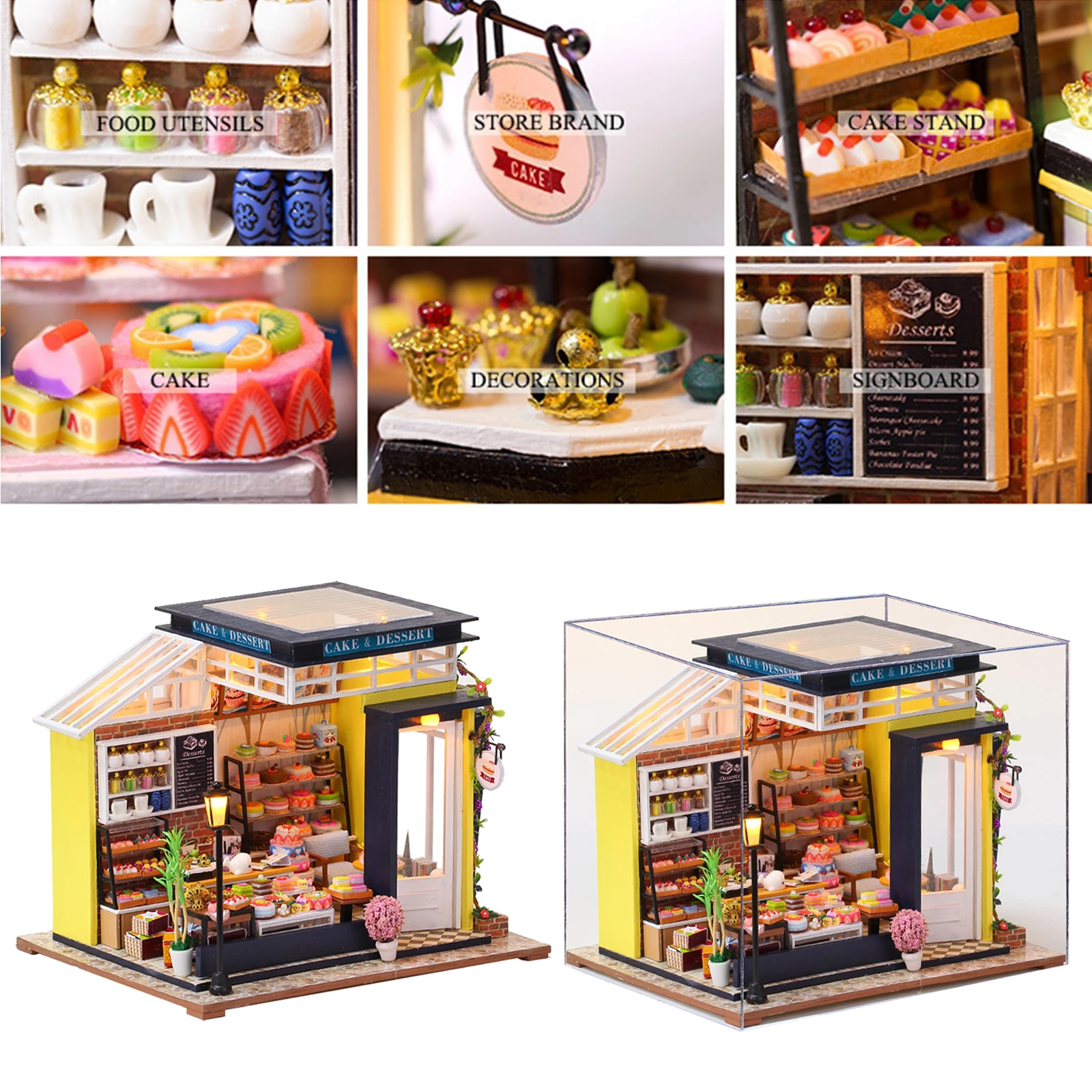 LED Miniature DollHouse Baking Shop Kit for Kids Romantic Gift 6+ Years Old LED Miniature DollHouse Baking Shop Kit for Kids Romantic Gift 6+ Years Old