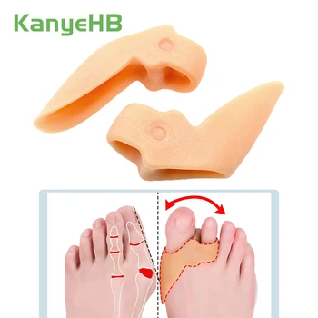 

2pcs Big Toe Straightener Thumb Valgus Protector Silicone Gel Foot Tool Two Hole Toe Separator Bunion Adjuster Foot Massager