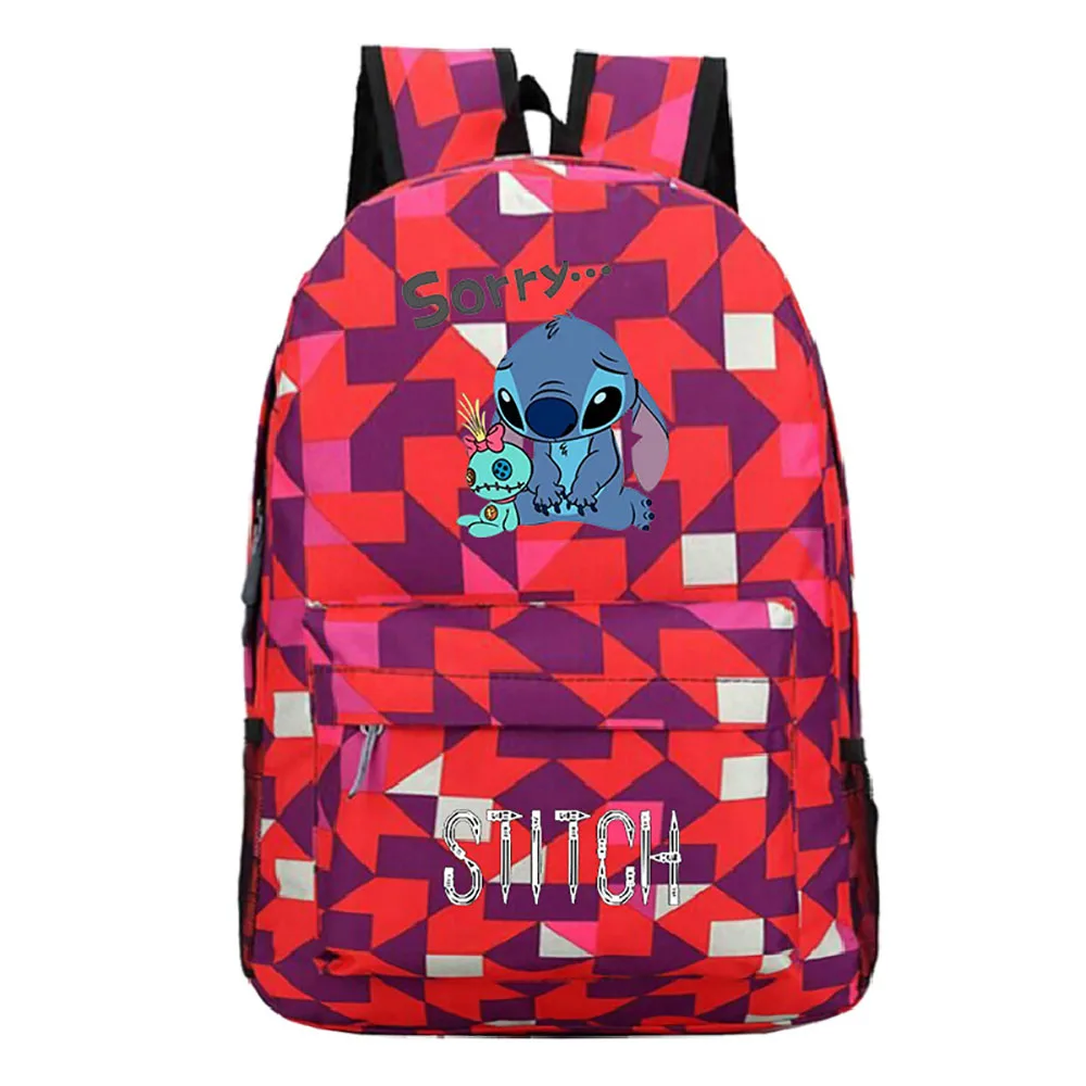 2021 New Disney Star Baby Stitch Printed Pattern School Bag Wild Backpack Creative Travel Bag Red White Student School  Backpack