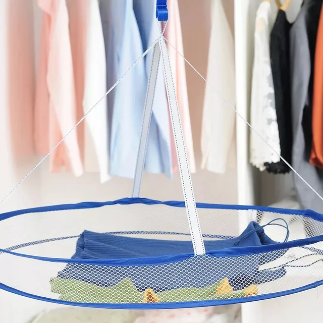Függő Ruhák Szárító Kosár Pulóver Nettó Zseb Megvastagodott Deformációellenes Kardigán Állvány Zokni Táska Dupla Réteg - Image 2