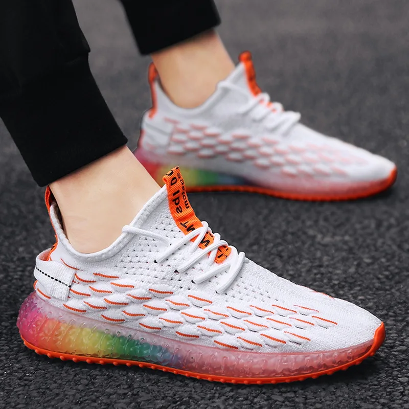 

WENYUJH Torridity Black Men Vulcanize Shoes Breathable Casual Sports Male Sneakers Mesh Trainers -up Flat Shoes Plus 39-44