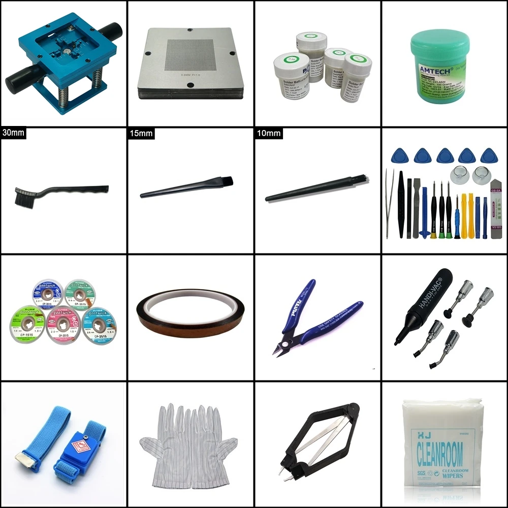 

BGA Reballing Directly Heat Stencils + Solder Paste Balls Station BGA Reballing kit For SMT Rework Repair