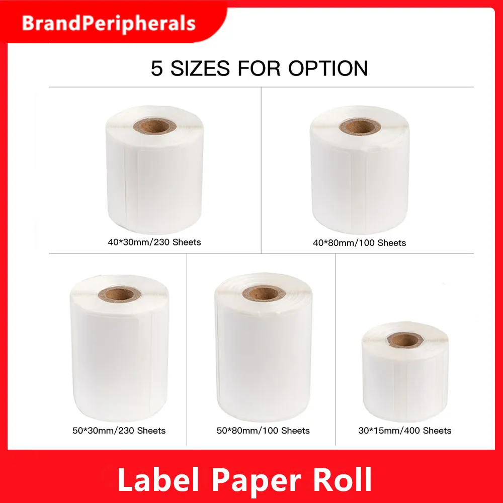 Aibecy-rollo de papel adhesivo térmico, tamaño del nombre, etiqueta de papel para precio de 40x30mm, 230 hojas/rollo para impresora térmica phoemo M110