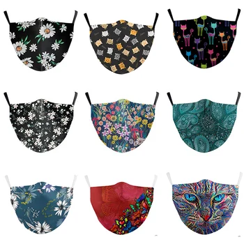 

Mask Flower Face Casual Mask Aztec Printed Masks Fabric Adult Mouth Cover Washable Reusable Mouth Mask Women Face Cover