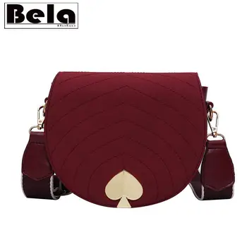 

BelaBolso Retro Saddle Bag Woman Small Heart Hasp Shoulder Bags Female Wide Strap Handbag Crossbody Bags For Women 2020 HMB772