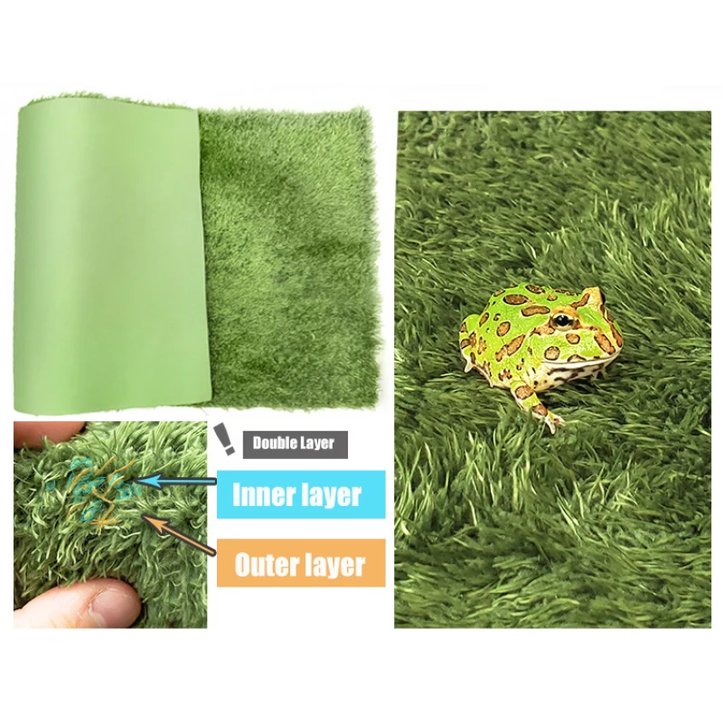 Thicken Double Layer Reptile Pets Moss Carpet Cushion Material Frog Tortoise Snake Lizard Mats Moisturizing Fake Lawn reptile bedding material,reptile carpet