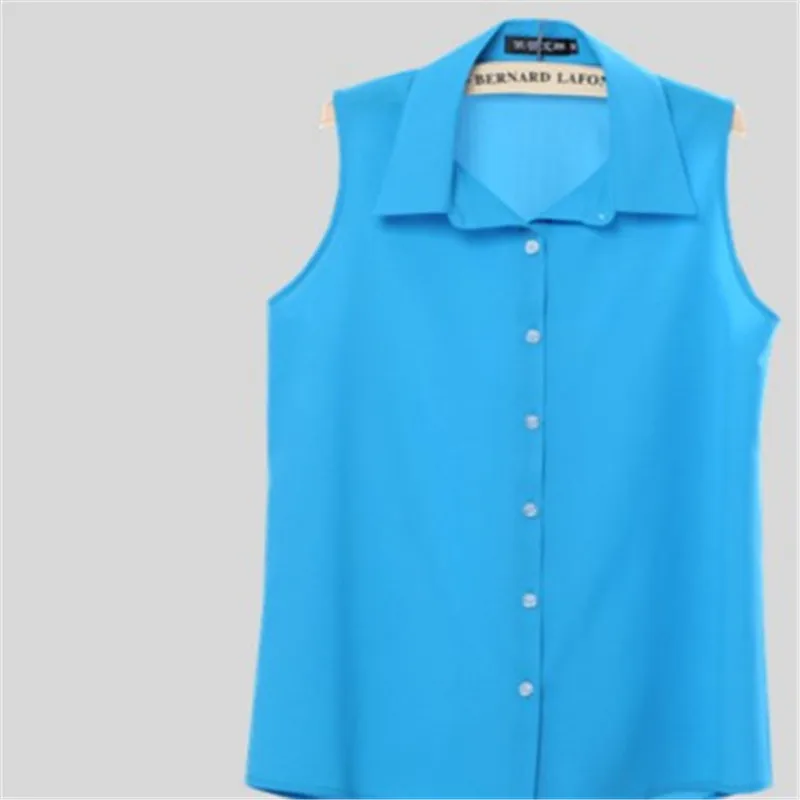 Женская шифоновая рубашка без рукавов с отложным воротником|shirt female|shirt blouseblusas