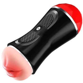 Sucking Masturbator Cup Sex Toys for Men Double Channel Deepthroat Pocket Pussy Realistic Vagina Mouth Adult Endurance Exercise 5