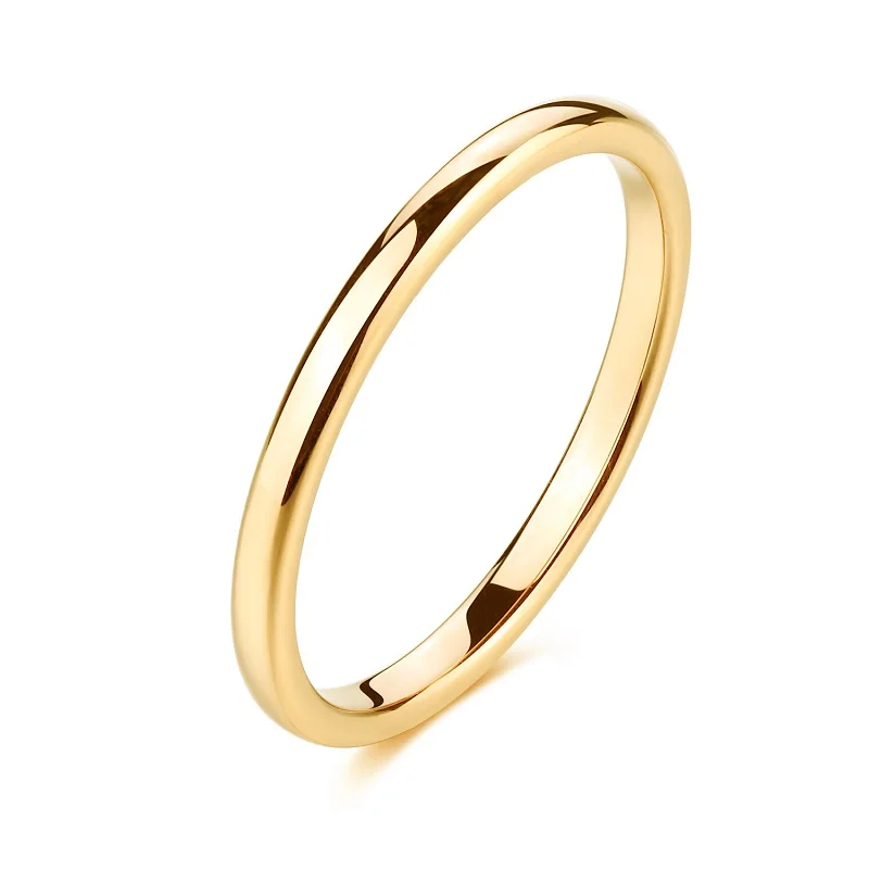 Tigrade 2 мм тонкое титановое кольцо для женщин розовое золото/черный/синий полированное простое тонкое кольцо для мужчин и женщин anel обручальное кольцо - Цвет основного камня: Gold