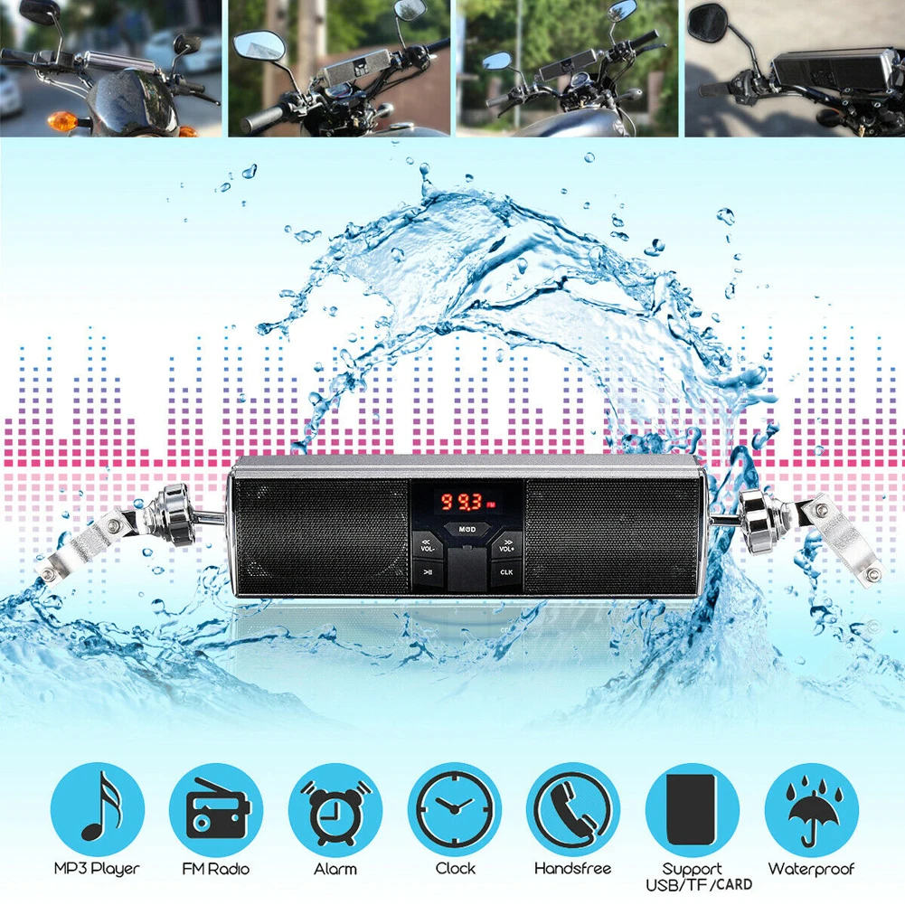 Bluetooth водонепроницаемый мотоцикл аудио Музыка Светодиодный дисплей аксессуары стерео динамик Прочный Стиль USB Универсальный Интегрированный