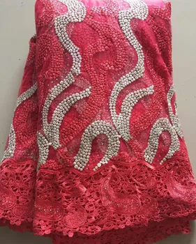 

High Quality Nigerian Lace Fabrics 2020 With Beaded African French Net Lace Fabric Embroidered Tulle Mesh Lace Fabric HLL2920