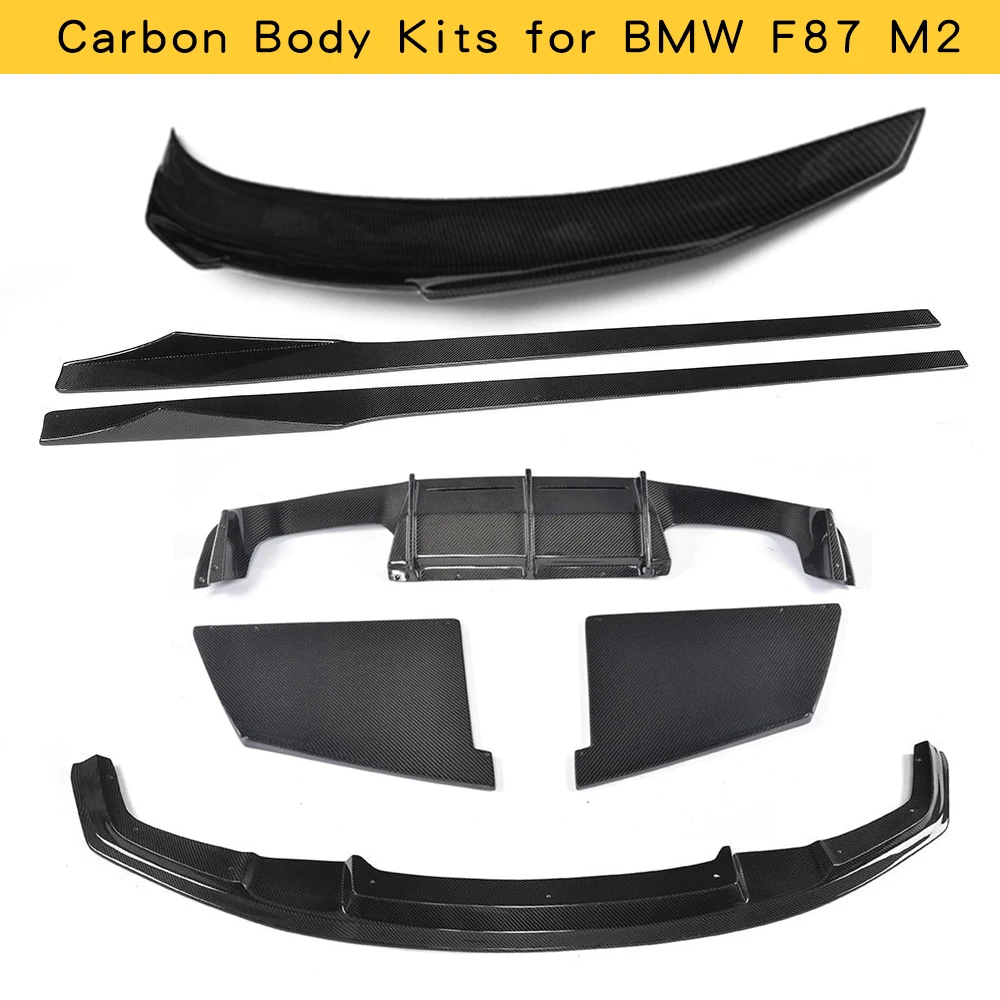 Кованый углерод волокно наборы для тела BMW F87 M2 передняя губа задний диффузор задний багажник спойлер сторона юбки - Цвет: Carbon
