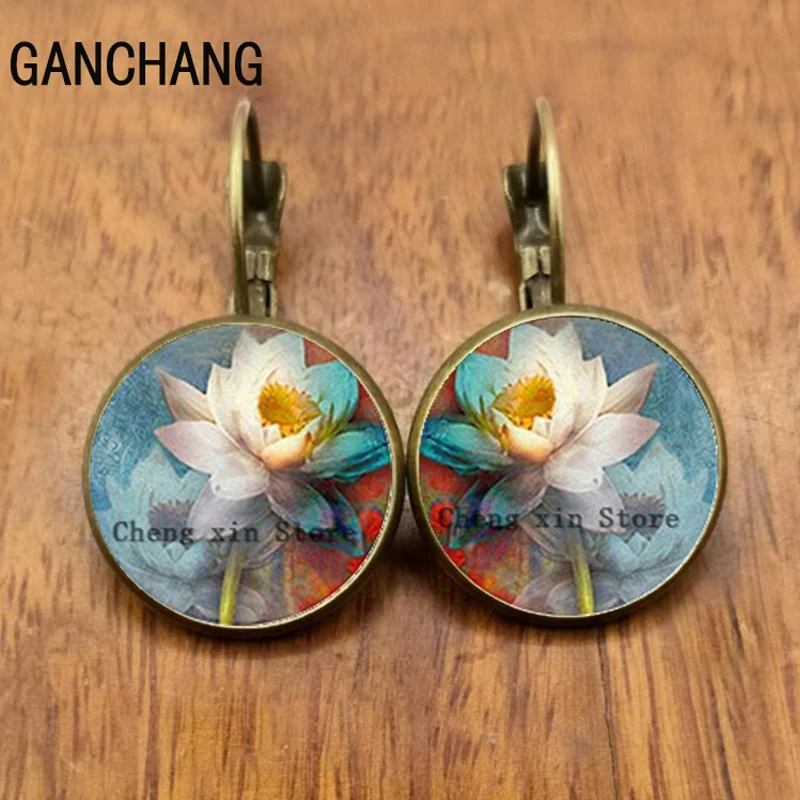 Новинка модные серьги ювелирные изделия винтажная Йога стеклянный кабошон