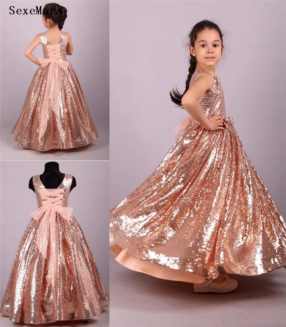 rose gold little girl dress