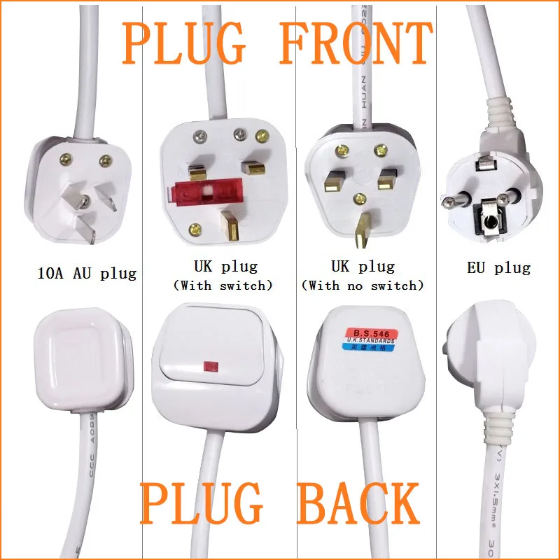 EU UK AU US to EU Power Extension Cord Male Plug to Female Socket Travel Adapter Power Cable Conversion For 3000W